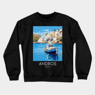 A Pop Art Travel Print of Chora Andros Island - Greece Crewneck Sweatshirt